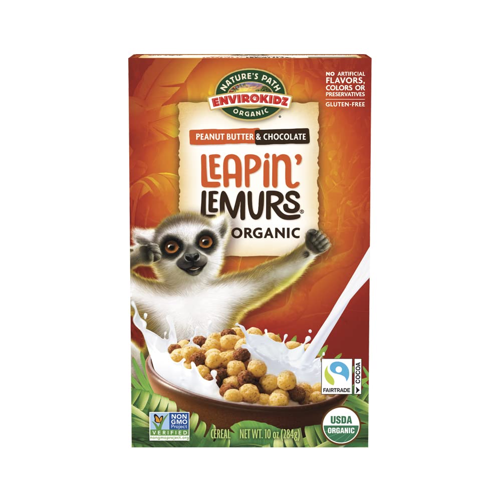 Leapin’ Lemurs Peanut Butter & Chocolate Organic Cereal, 10 Oz Box, Gluten Free
