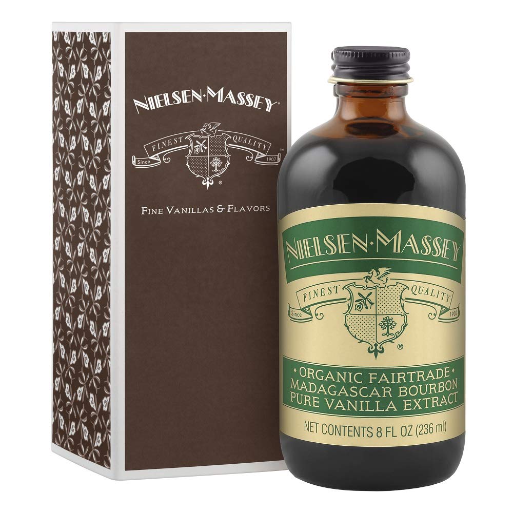Nielsen-Massey Organic Fairtrade Madagascar Bourbon Pure Vanilla Extract for Baking and Cooking, 8 Ounce Bottle with Gift Box