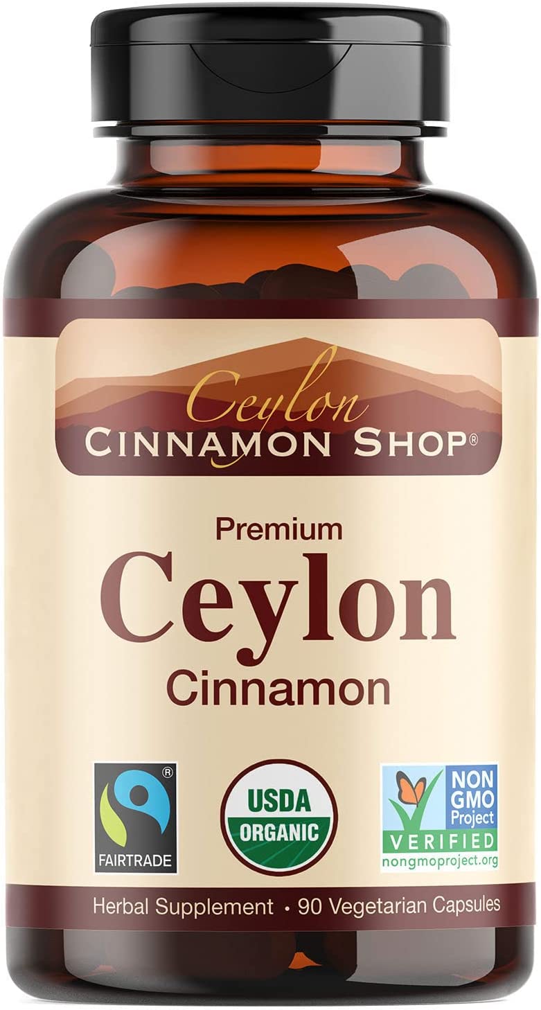 Organic Ceylon Cinnamon (100% Certified) Supplement, 90 Capsules by Ceylon Cinnamon Shop