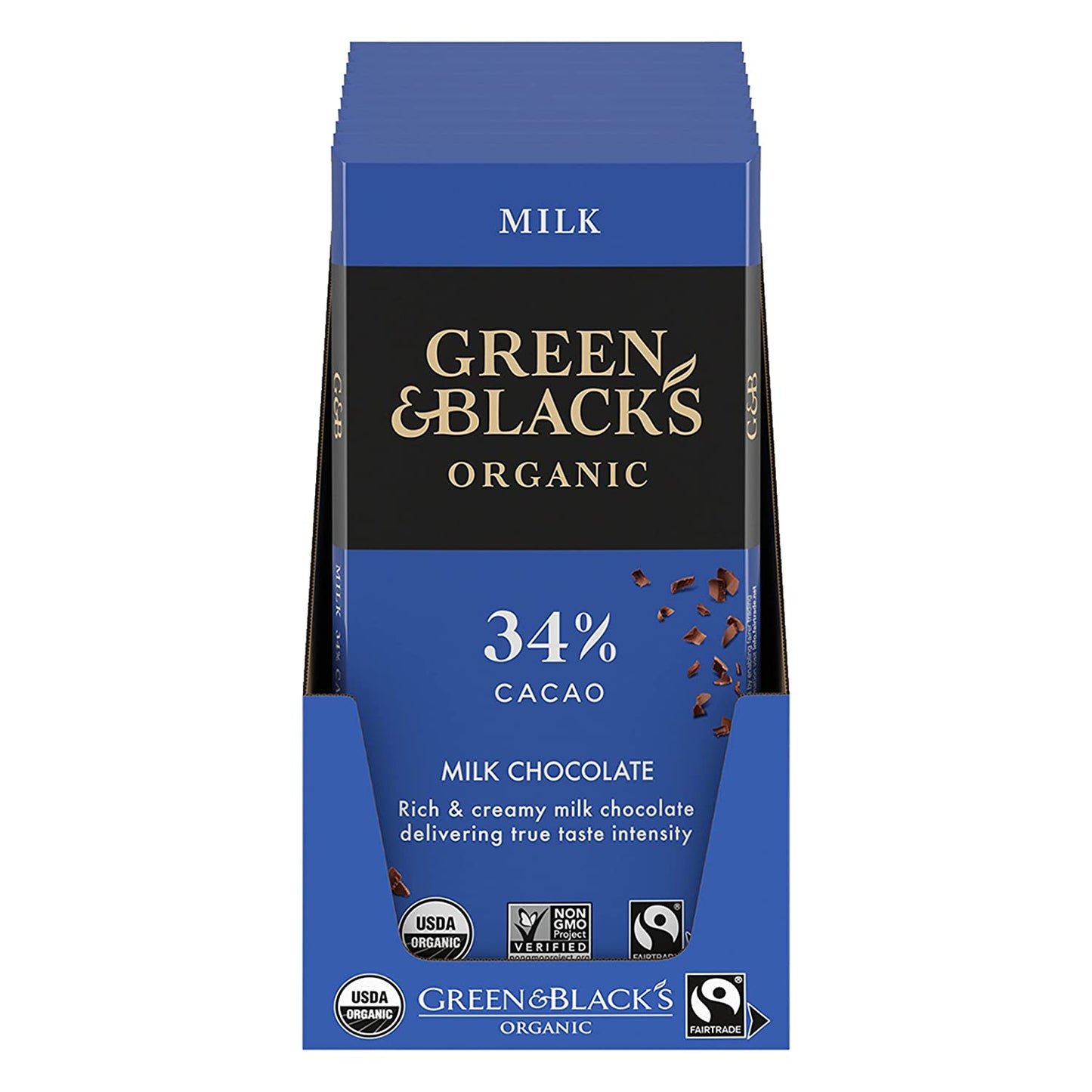 Green & Black's Organic Milk Chocolate Bar, 34% Cacao, 10 - 3.17 oz Packs