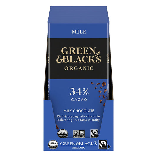 Green & Black's Organic Milk Chocolate Bar, 34% Cacao, 10 - 3.17 oz Packs