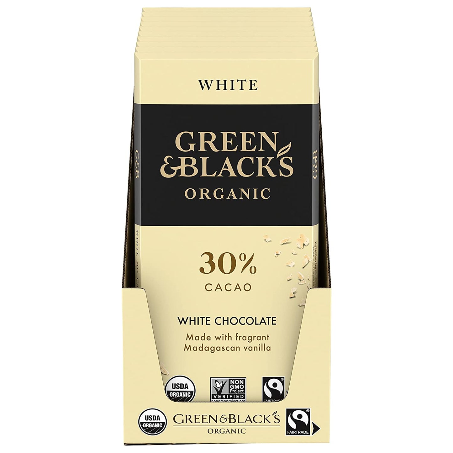 Green & Black's Organic White Chocolate Bar, 30% Cacao, 10 - 3.17 oz Bars