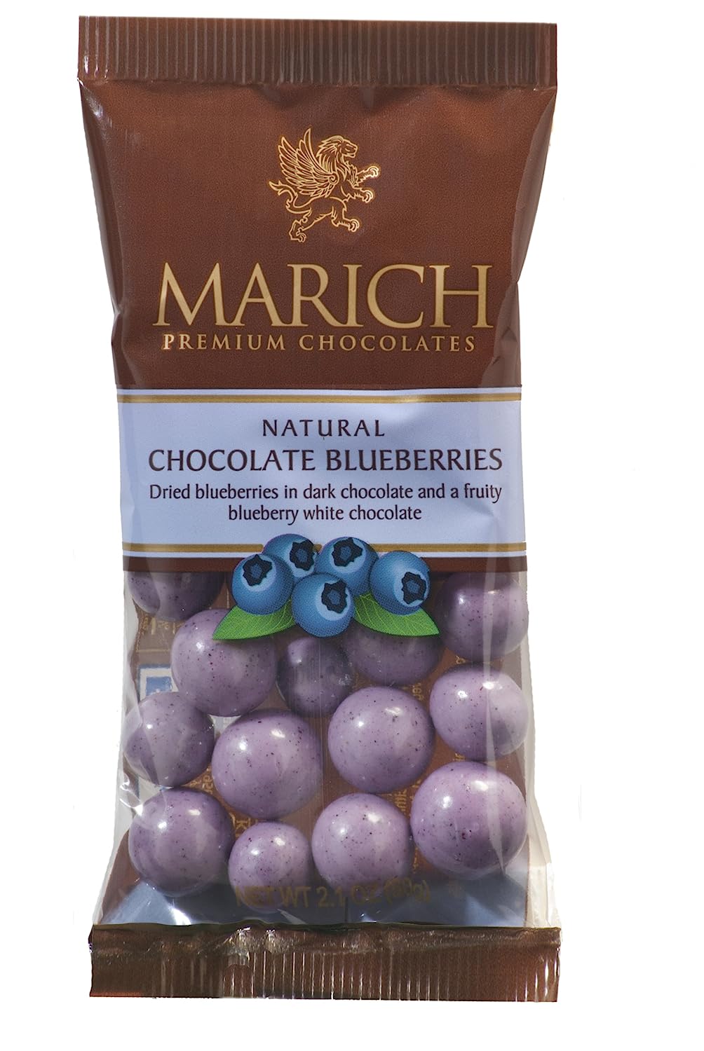 Marich Natural Chocolate Blueberries, 2.1-Ounce (Pack of 12)