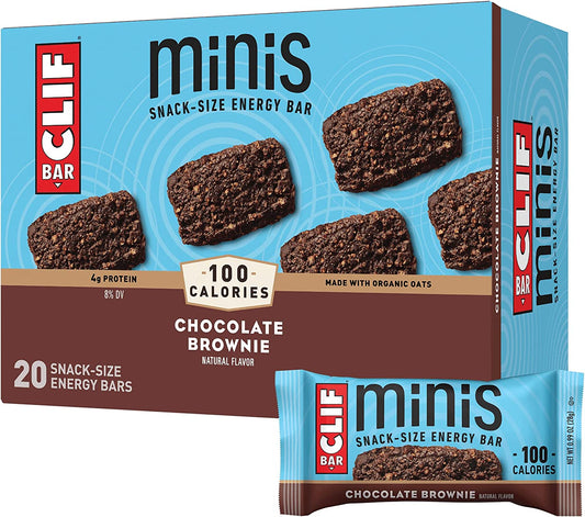 Clif Bar - Mini Energy Bars - Chocolate Brownie - Made with Organic Oats - Plant Based Food - Vegetarian - Kosher (0.99 Ounce Snack Bar, 20 Count)