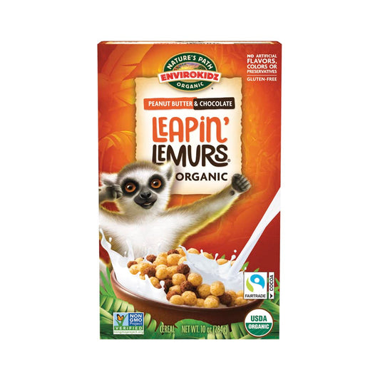 Leapin’ Lemurs Peanut Butter & Chocolate Organic Cereal, 10 Oz Box, Gluten Free