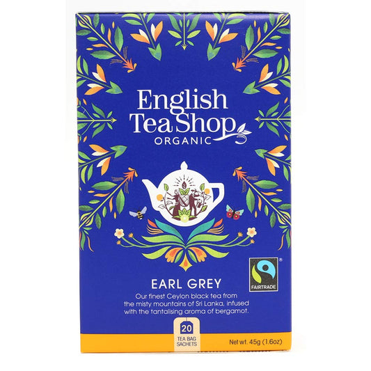 English Tea Shop Organic Earl Grey - 20 Tea Bag Sachets, 45g (Pack Of 6)