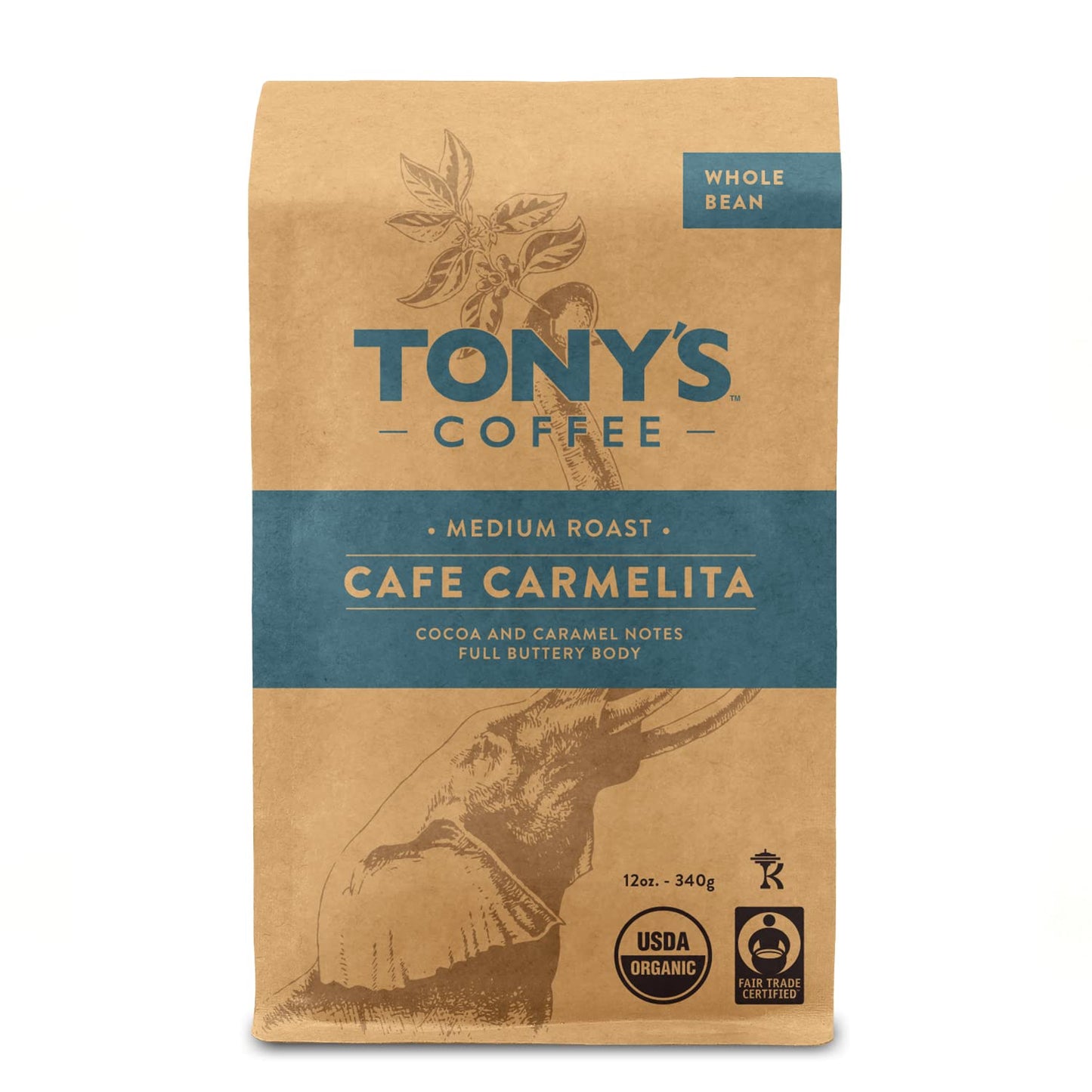 Tony's Coffee Cafe Carmelita Whole Bean, 12 oz