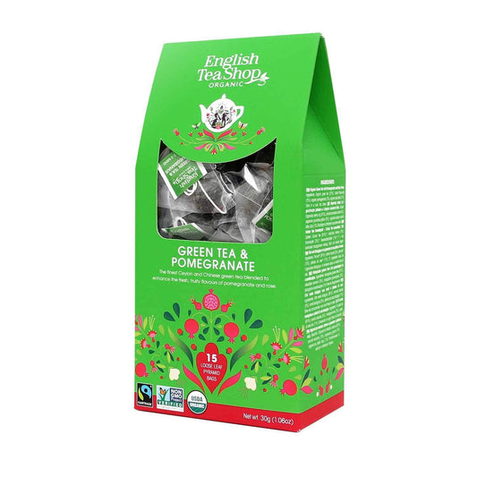 English Tea Shop Organic Green Tea & Pomegranate Loose Leaf - 15 Loose Leaf Tea, 30g