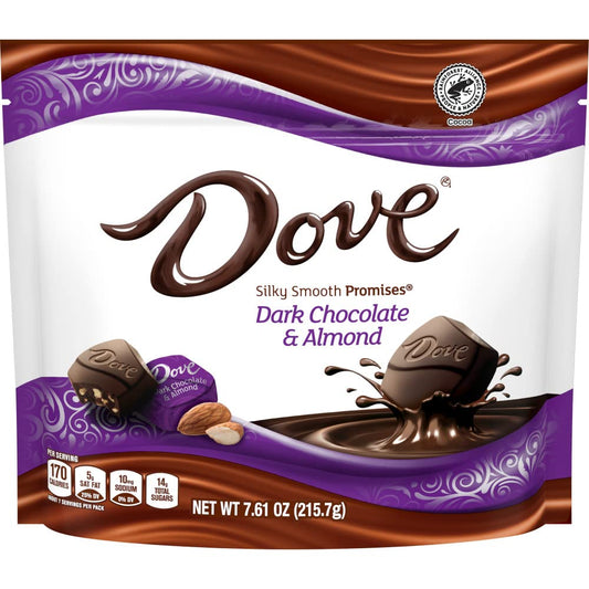 DOVE PROMISES Dark Chocolate & Almond Mother's Day Chocolate Candy, Individually Wrapped, 7.61 oz Bag