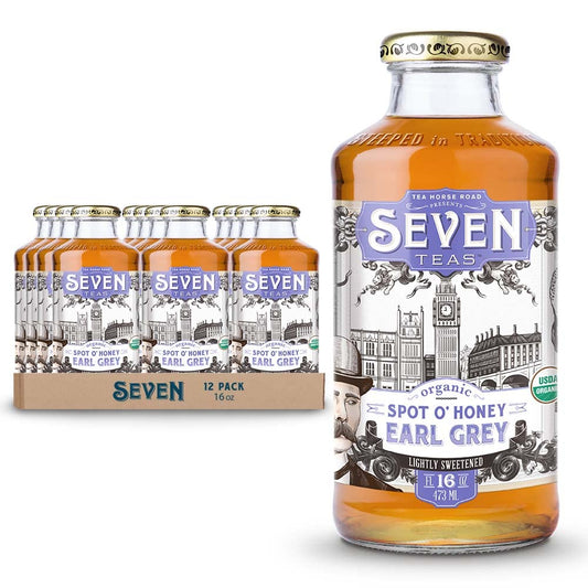 SevenTeas Spot O'Honey Earl Grey Tea, 16 FL OZ (Pack of 12 Bottles), Organic, Bottled Iced Teas