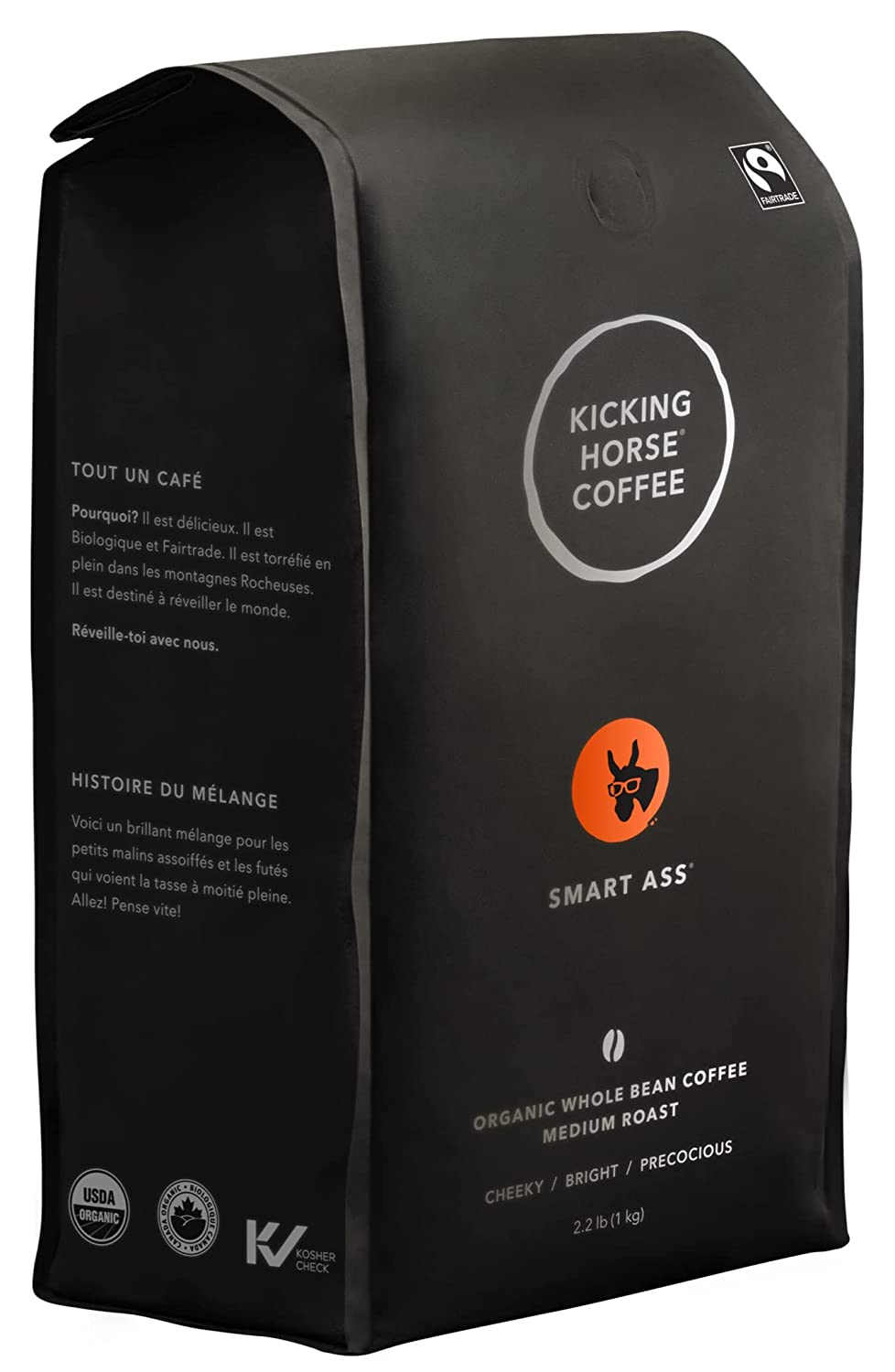 Kicking Horse Coffee, Smart Ass, Medium Roast, Whole Bean, 2.2 Pound - Certified Organic, Fairtrade, Kosher Coffee