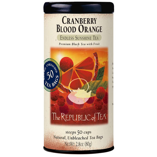 The Republic of Tea Cranberry Blood Orange Black Tea, Tin of 50 Tea Bags