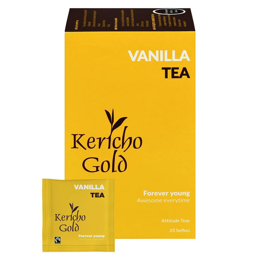 Kericho Gold Vanilla tea | Flavorful Vanilla Tea | Kenya Origin | Rich in Antioxidants | No Artificial Preservatives | Health Benefits | Attitude Tea | 25 Tea Bags (Pack of 1)