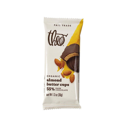 Theo Chocolate Organic Dark Chocolate Salted Almond Butter Cups, 12 Pack | Vegan, Fair Trade