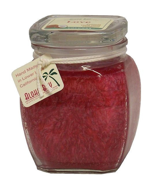 Aloha Bay Square Top Jars - 60 hour burn time (13.5 oz, Love - Crimson - Plumeria, Ylang Ylang, Cinnamon)