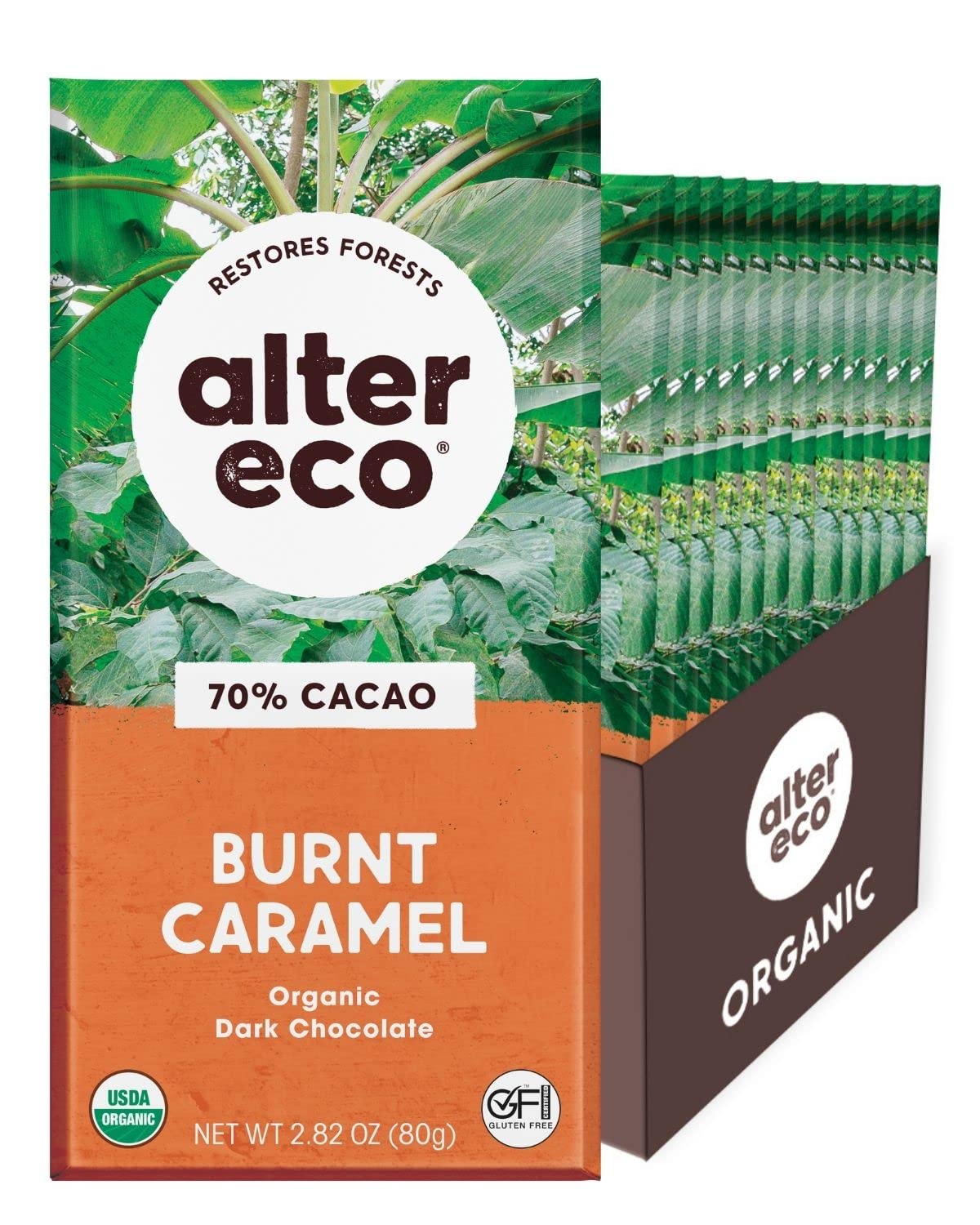 Alter Eco | Chocolate Bars | Pure Dark Cocoa, Fair Trade, Organic, Non-GMO, Gluten Free (12-Pack Dark Salted Burnt Caramel)