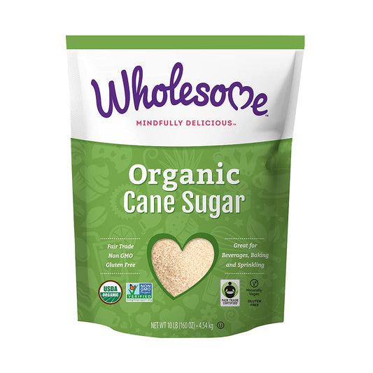 Wholesome Organic Cane Sugar, Fair Trade, Non GMO & Gluten Free, 10 Pound (Pack of 1) - Packaging May Vary