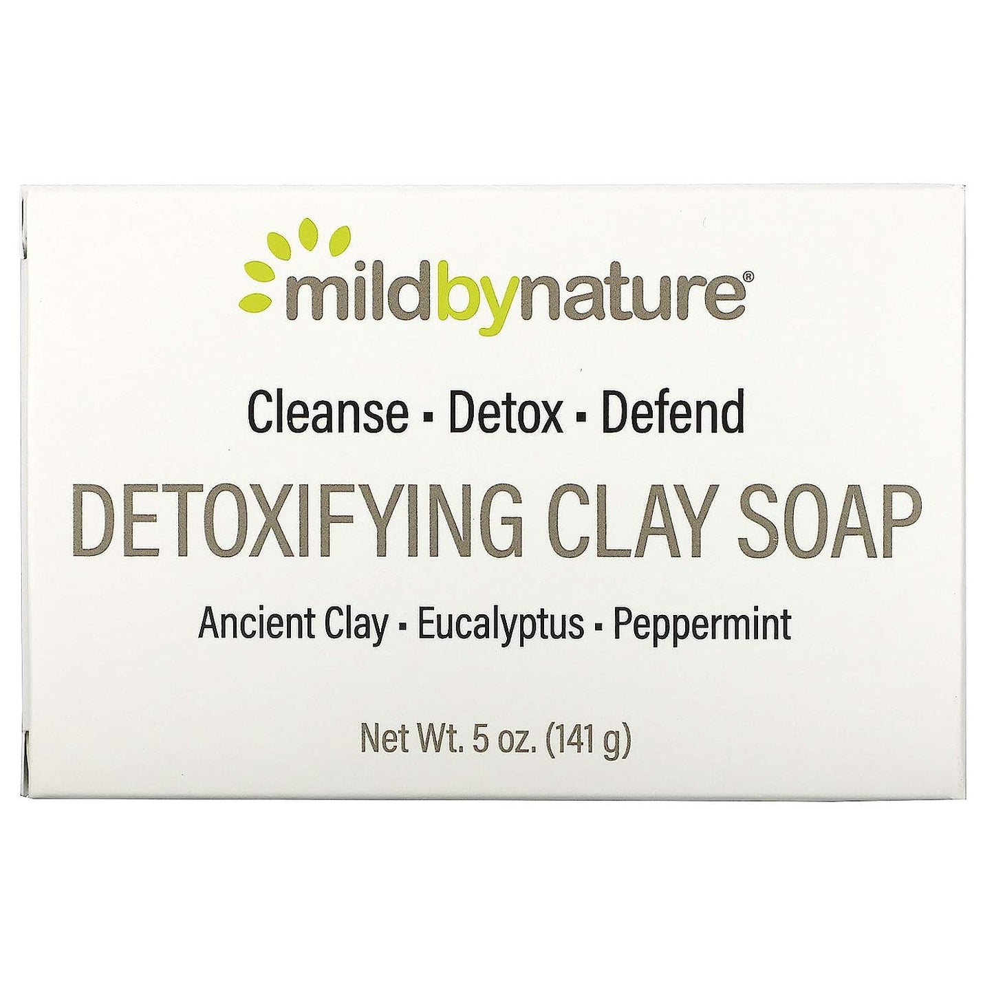 MILD BY NATURE Detoxifying Clay, Bar Soap, Eucalyptus & Peppermint, with Ancient Clay, 5 oz (141 g)