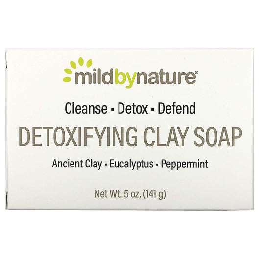 MILD BY NATURE Detoxifying Clay, Bar Soap, Eucalyptus & Peppermint, with Ancient Clay, 5 oz (141 g)