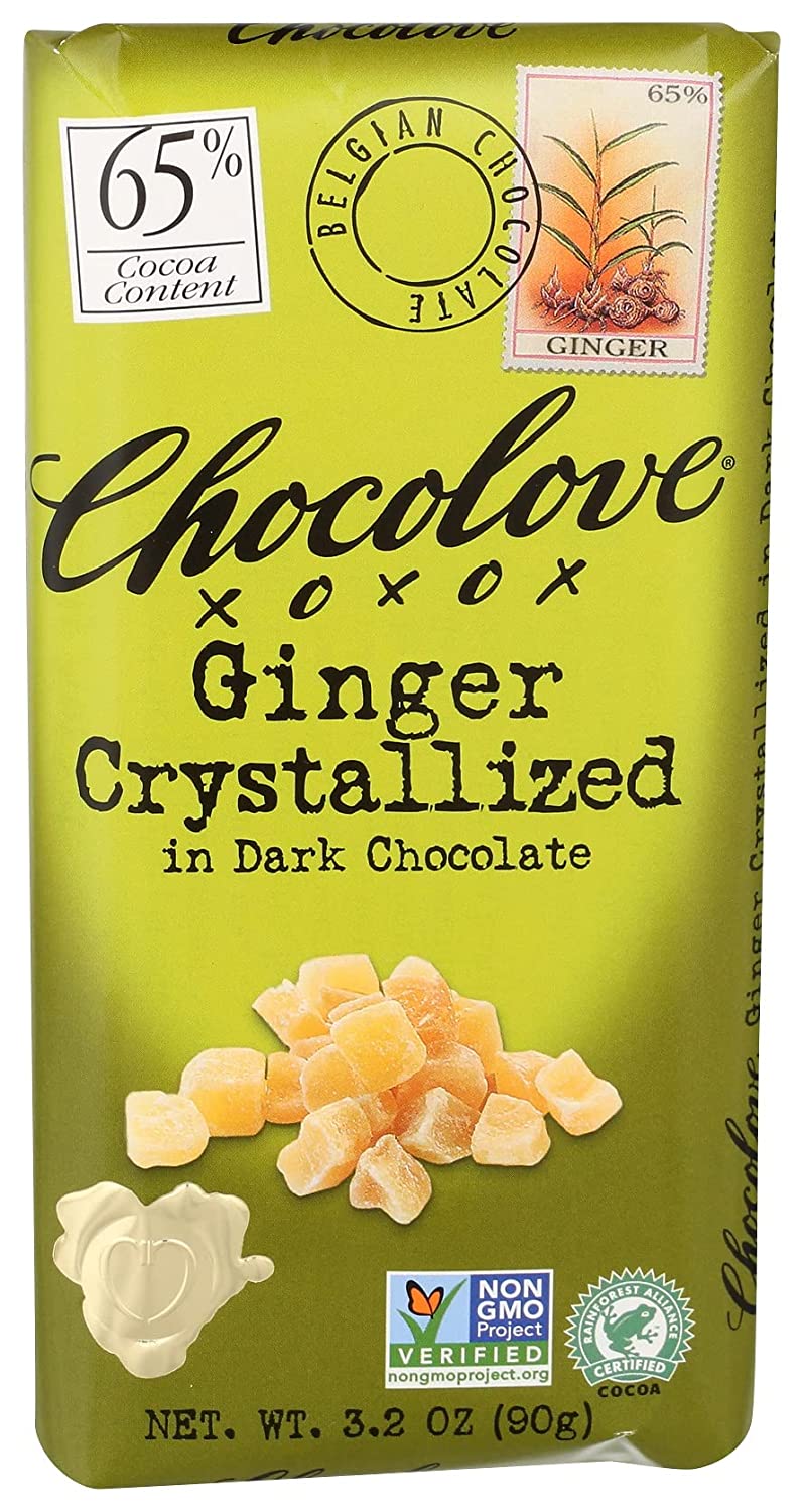 Chocolove Chocolate Bar dark Ginger Crystalized, 3.2 oz