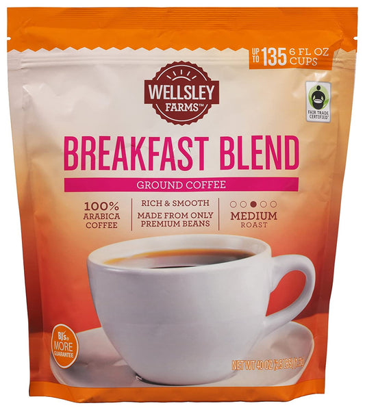 Wellsley Farms Breakfast Blend Ground Coffee, 40 Ounce