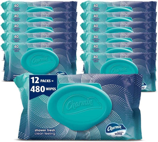 Charmin Flushable Wipes, 12 packs, 40 Flushable Wipes per Pack