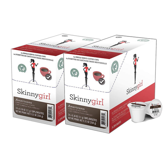 Skinnygirl Coffee Pods, Americano, Espresso Roast Coffee, Single Serve Coffee for Keurig K Cups Brewers, Cafe Americano Bulk Coffee, 48 Count