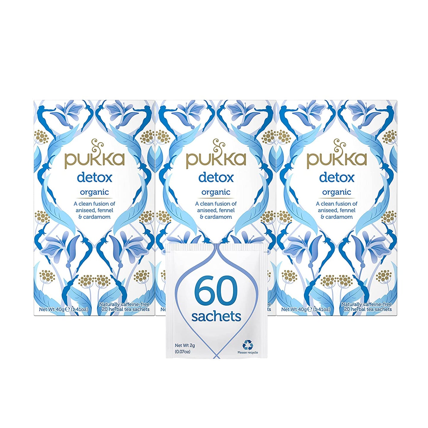 Pukka Organic Detox Tea, Aniseed, Fennel and Cardamom, Perfect for Inner Reset, Pack of 3 (60 Tea Bags)