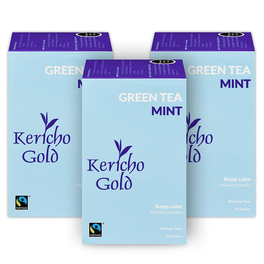 Kericho Gold Mint Green Tea | Flavorful Mint Tea | Kenya Origin | Rich in Antioxidants | Boosts Immune System | No Artificial Preservatives | Health Benefits | Attitude Tea | 25 Tea Bags (Pack of 3)