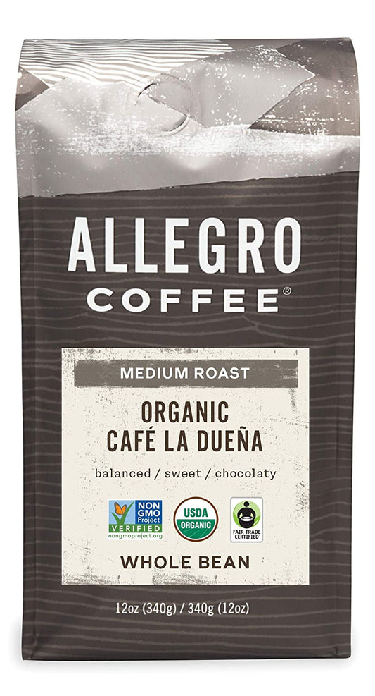 Allegro Coffee Organic Cafe La Duena Whole Bean Coffee, 12 oz