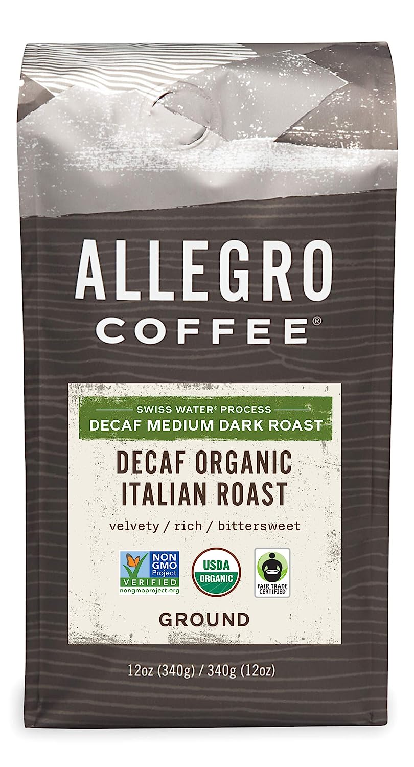 Allegro Coffee Decaf Organic Italian Roast Ground Coffee, 12 oz