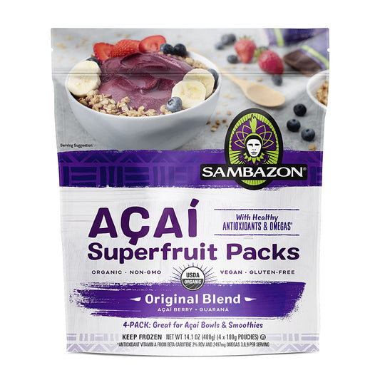 Sambazon Acai Berry and Guarana Smoothie Superfruit Pack, 1.41 Ounce, 4 Count