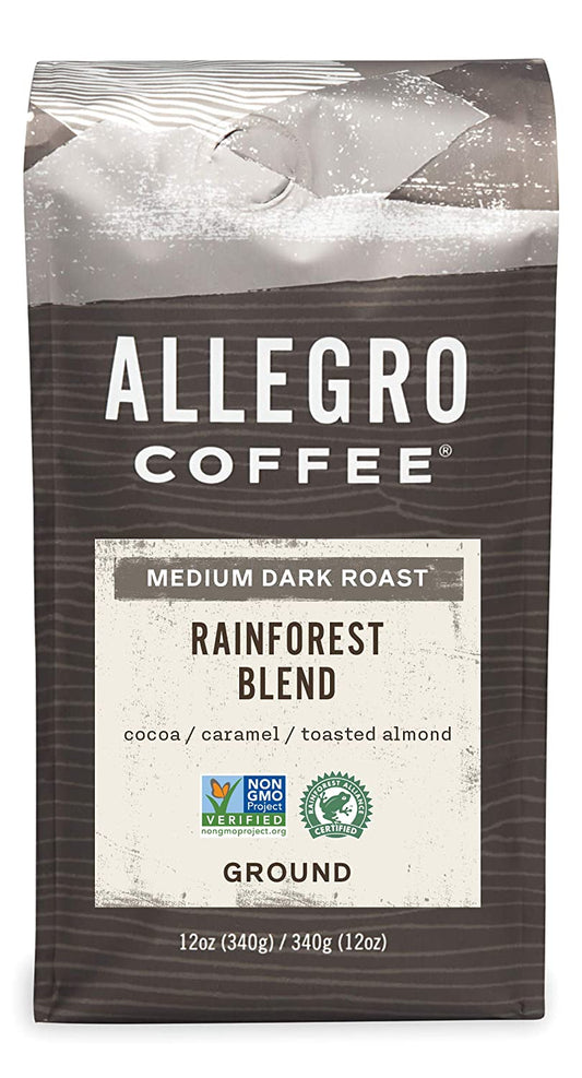 Allegro Coffee Rainforest Blend Ground Coffee, Caramel , 12 oz