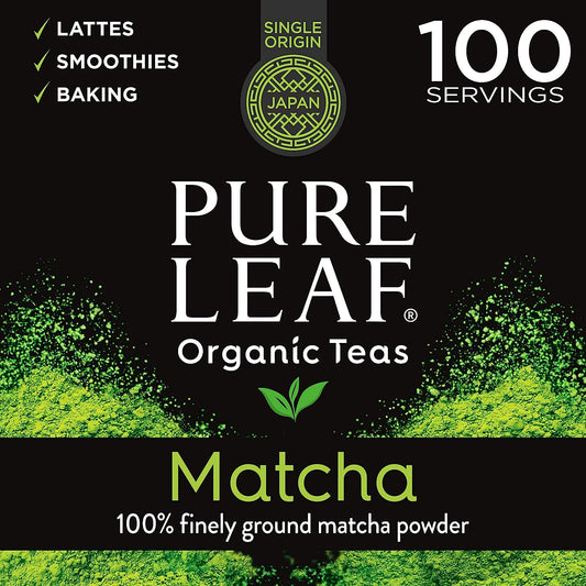 Pure Leaf 100% Organic Matcha Green Tea Powder for Green Tea Matcha Latte, Matcha baking recipes, Green Tea Smoothies Matcha Powder 100g Value Size, 3.5 Ounce