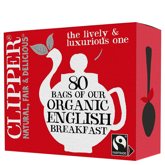 Clipper Tea, English Breakfast, Organic Black Tea, Plant-Based, Caffeinated British Tea, Great Over Ice, 1 Pack, 80 Unbleached Tea Bags