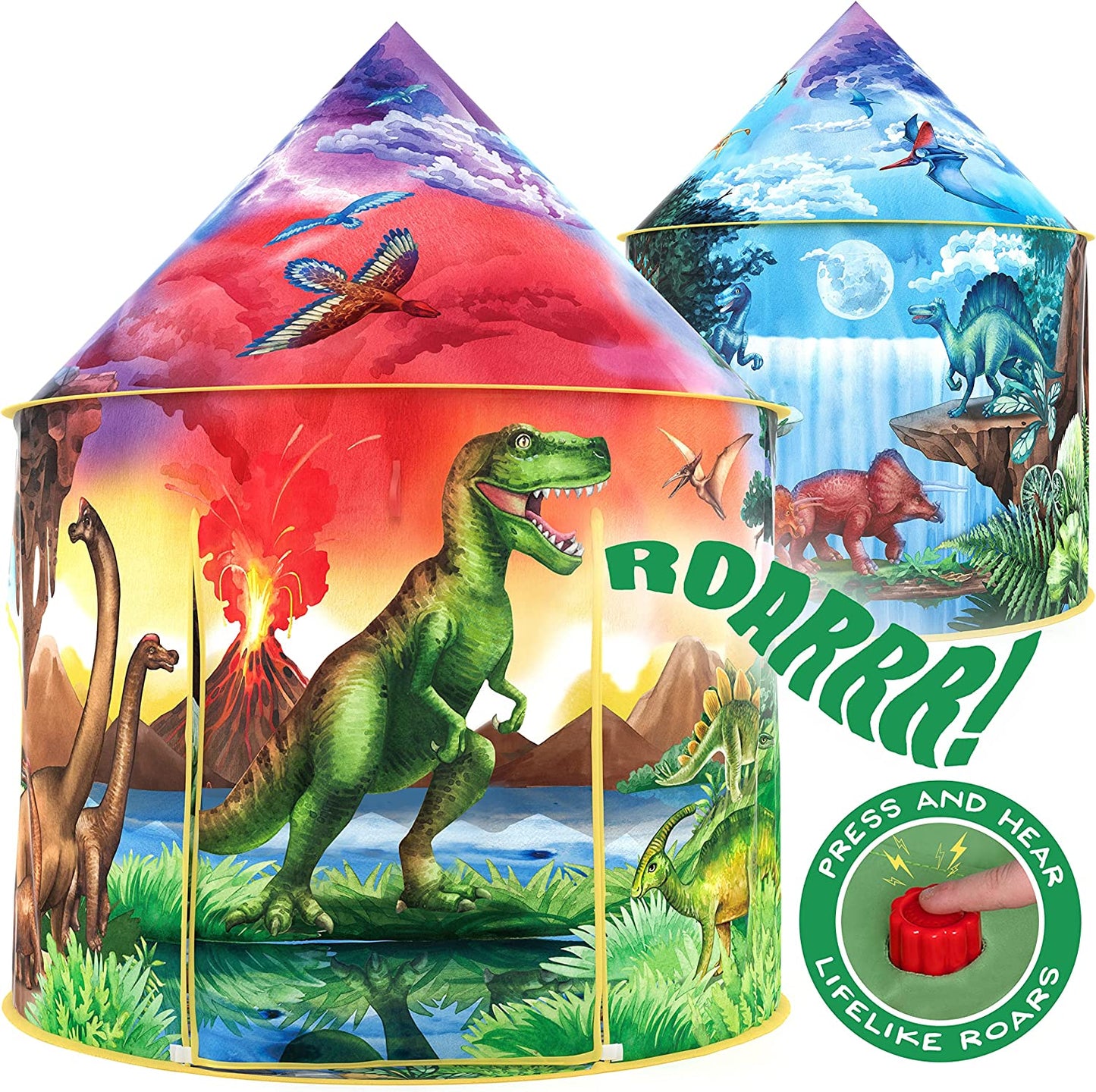 W&O Dinosaur Discovery Kids Tent with Roar Button, an Extraordinary Dinosaur Tent, Pop Up Tent for Kids, Dinosaur Toys for Kids Girls & Boys, Kids Play Tent, Kids Tent Indoor & Outdoor