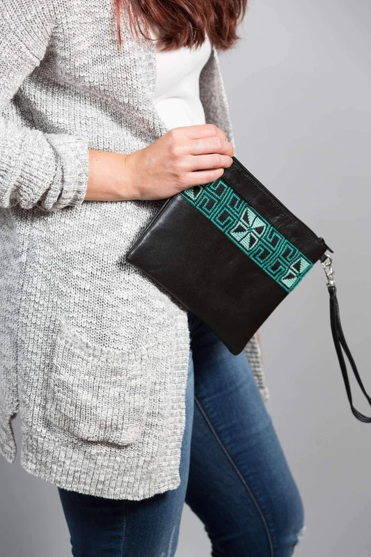 Egypt Tatreez Clutch - Teal