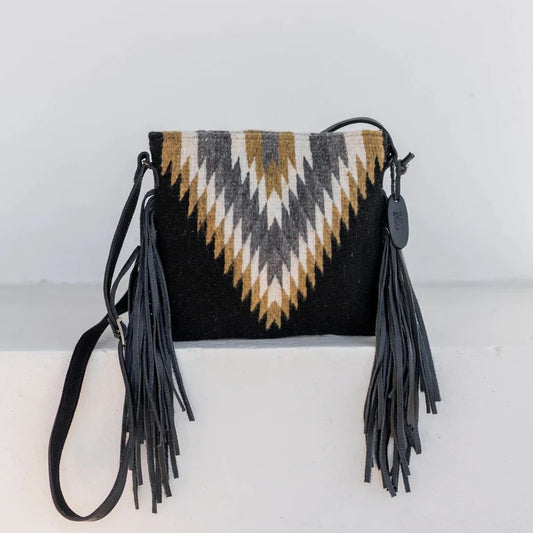 Golden Diamond Wool Fringe Bag