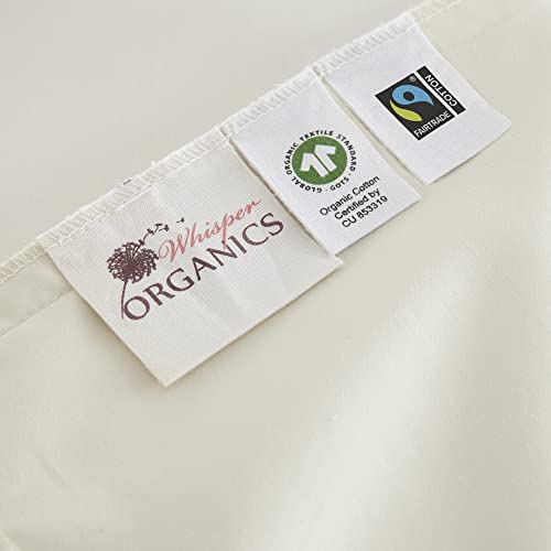 Whisper Organics 100% Waterproof Pillow Protector GOTS and Fairtrade Certified Organic - Thick 100% Cotton Pillow Encasements with Zipper - Pack of 2 - Soft Breathable, White Color (King)